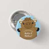 Moose Baby Shower Blue Button (Vorne & Hinten)