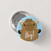Moose Baby Shower Blue Button (Vorne & Hinten)