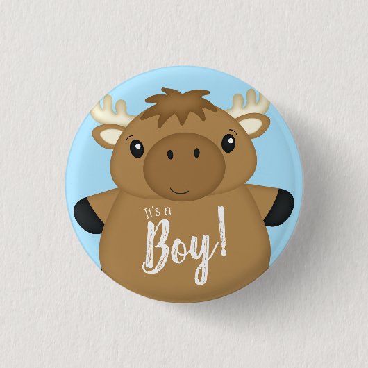 Moose Baby Shower Blue Button (Vorderseite)