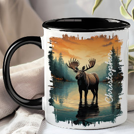 Moose bei Sunrise Lake Reflection Tasse
