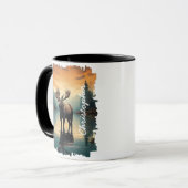 Moose bei Sunrise Lake Reflection Tasse (Vorderseite Links)