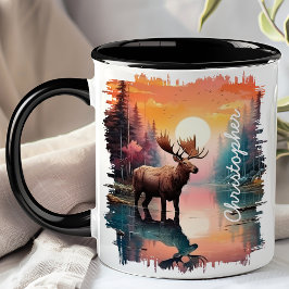 Moose bei Sunset Lake Reflection Tasse