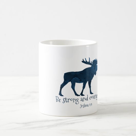 Moose Bibel Verse - stark und mutig Kaffeetasse (Mittel)