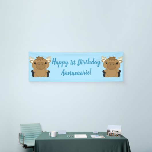 Moose Birthday Party Blue Banner (Messeveranstaltung)