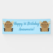 Moose Birthday Party Blue Banner (Horizontal)