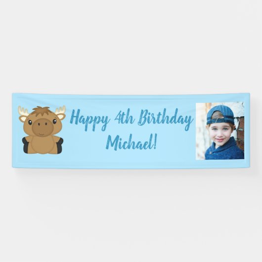 Moose Birthday Party Foto Banner (Horizontal)