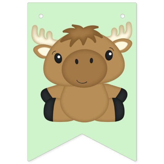 Moose Birthday Party Green Wimpelkette (Erste Fahne)