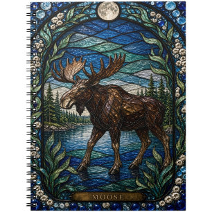 Moose Boreal See Illumina Buntglas Notizblock
