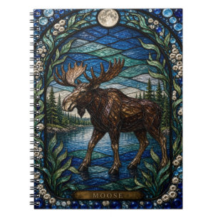 Moose Boreal See Illumina Buntglas Notizblock