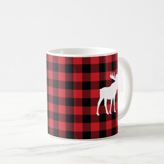 Moose Buffalo Karo Kaffee Tasse (VorderseiteRechts)