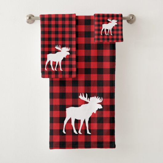 Moose Buffalo Karo Pattern Badetuch Set (Insitu)