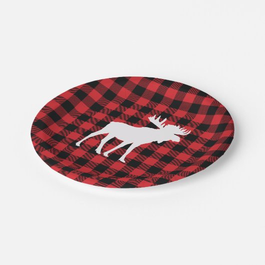 Moose Buffalo Karo Wilderness Cabin Pappteller (Schrägansicht)