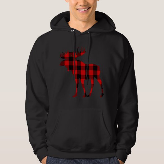 Moose Buffalo Red Kariert Hoodie (Vorderseite)