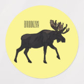 Moose cartoon illustration etiketten (Design 1)