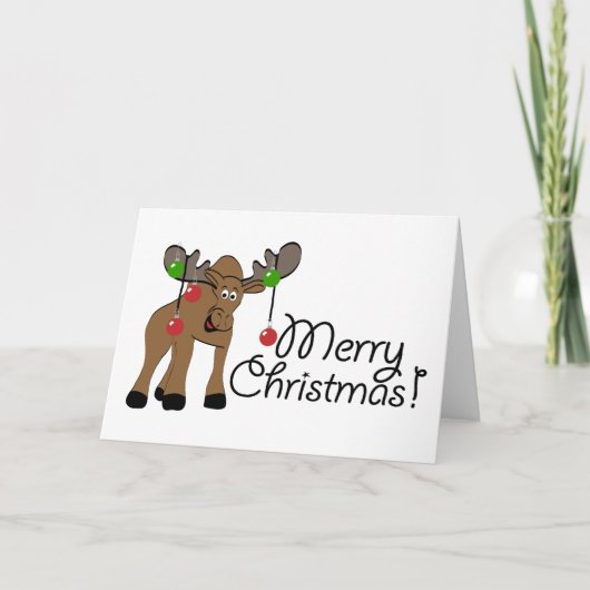 Moose Christmas Card Feiertagskarte (Vorderseite)