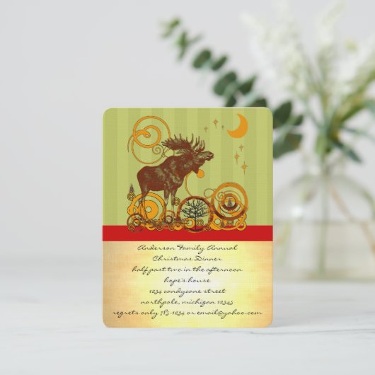 Moose Christmas Einladung (Stehend Vorderseite)