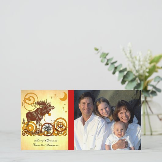 Moose Christmas Feiertagskarte (Stehend Vorderseite)