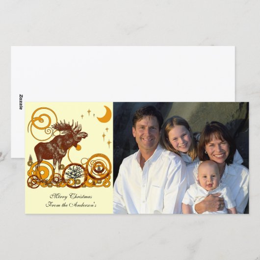 Moose Christmas Feiertagskarte (Vorne/Hinten)