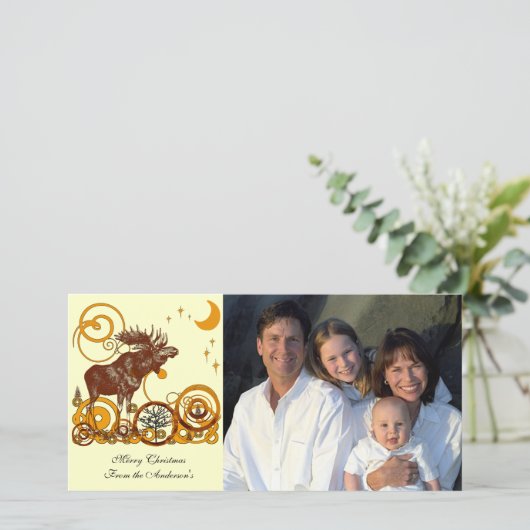 Moose Christmas Feiertagskarte (Stehend Vorderseite)