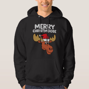 Moose Christmas Hat Moose Merry Christmoose Merry  Hoodie