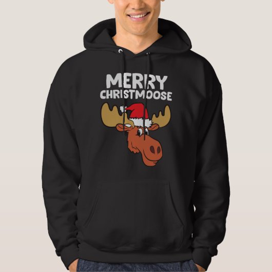 Moose Christmas Hat Moose Merry Christmoose Merry Hoodie (Vorderseite)