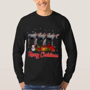Moose Christmas Pajama Funny Xmas Lichter Tiere L T-Shirt