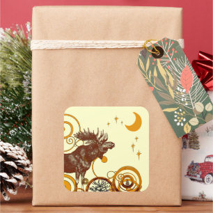 Moose Christmas Quadratischer Aufkleber