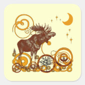 Moose Christmas Quadratischer Aufkleber (Vorderseite)