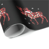 Moose Christmas Red Plaid Buffalo Xmas Santa Hat Geschenkpapier (Rolleneckpunkt)