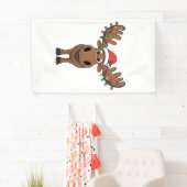 Moose Christmas Tree Lights Funny Xmas Moose Lover Banner (Insitu)