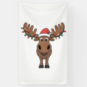 Moose Christmas Tree Lights Funny Xmas Moose Lover Banner (Vertikal)
