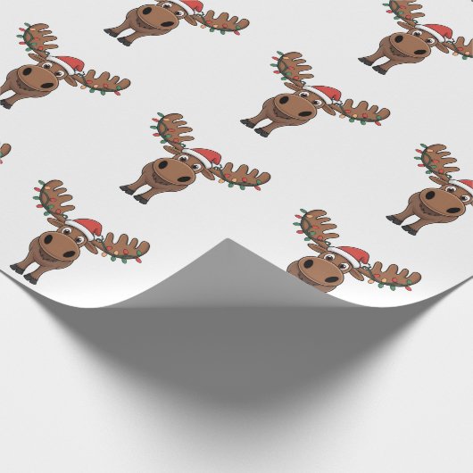 Moose Christmas Tree Lights Funny Xmas Moose Lover Geschenkpapier (Ecke)