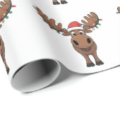 Moose Christmas Tree Lights Funny Xmas Moose Lover Geschenkpapier (Rolleneckpunkt)