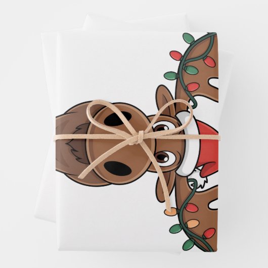 Moose Christmas Tree Lights Funny Xmas Moose Lover Geschenkpapier Set (Beispiel)