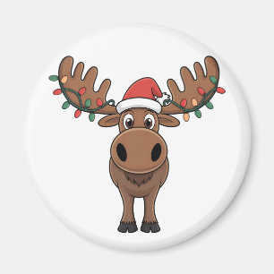 Moose Christmas Tree Lights Funny Xmas Moose Lover Magnet
