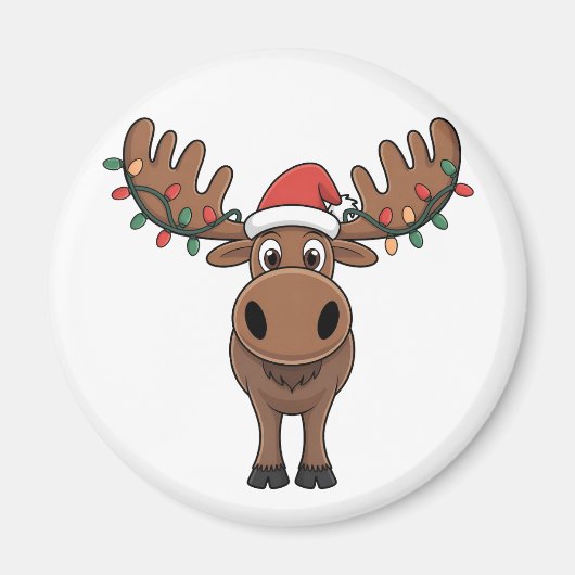Moose Christmas Tree Lights Funny Xmas Moose Lover Magnet (Vorne)