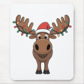 Moose Christmas Tree Lights Funny Xmas Moose Lover Mousepad (Vorne)