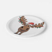 Moose Christmas Tree Lights Funny Xmas Moose Lover Pappteller (Schrägansicht)