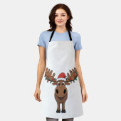 Moose Christmas Tree Lights Funny Xmas Moose Lover Schürze (Getragen)