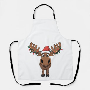 Moose Christmas Tree Lights Funny Xmas Moose Lover Schürze
