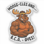 Moose-cles and BCAAs – Funny Gym Moose Workout Aufkleber (Vorderseite)