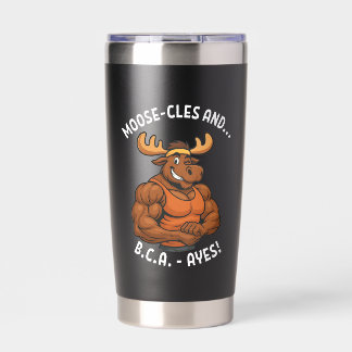 Moose-cles and BCAAs – Funny Gym Moose Workout Thermobecher