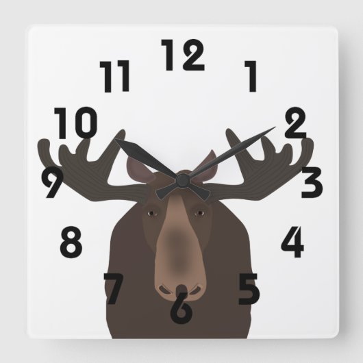 Moose Clock Quadratische Wanduhr (Vorderseite)