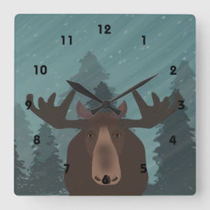 Moose Clock Quadratische Wanduhr