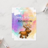 Moose Colorful Birthday Card Karte (Vorderseite/Rückseite Beispiel)