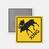 Moose Crossing Highway-Zeichen Magnet (Vorderseite/Rückseite)