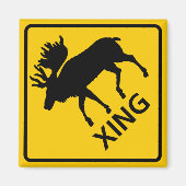 Moose Crossing Highway-Zeichen Magnet (Vorne)