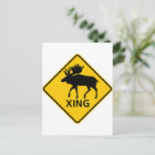 Moose Crossing Highway-Zeichen Postkarte (Stehend Vorderseite)