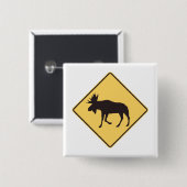 Moose Crossing Road Sign Wildlife Safety Button (Vorne & Hinten)