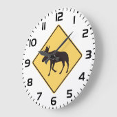 Moose Crossing Road Sign Wildlife Safety Große Wanduhr (Winkel)